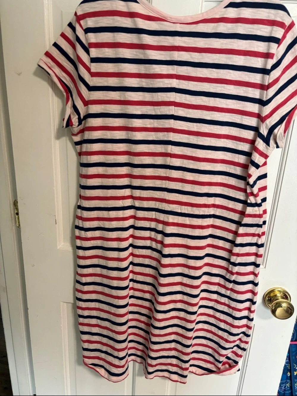 GAP women’s Short Sleeve Striped Knit Dress - Pink, Navy & White - Picture 5 of 7
